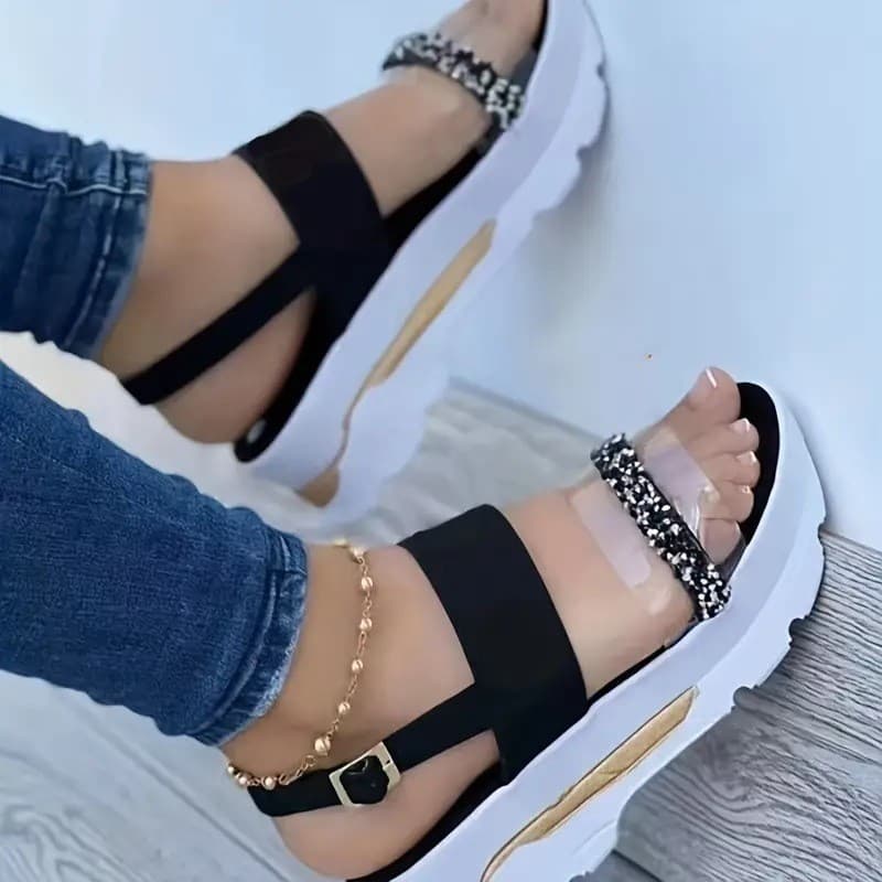 2026 Novas Sandálias Femininas De Salto De Verão Com Cunhas Sapatos Para Mulheres Peep Toe Plataforma Sandalias Mujer Ma