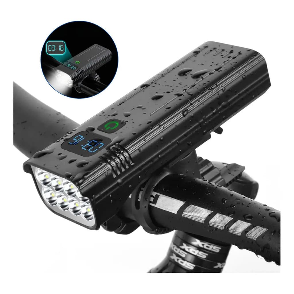 Lanterna Frontal para Bicicleta Recarregável por USB, 8 LEDs T6, Lanterna Profissional para Bicicleta, Super Potente, Po