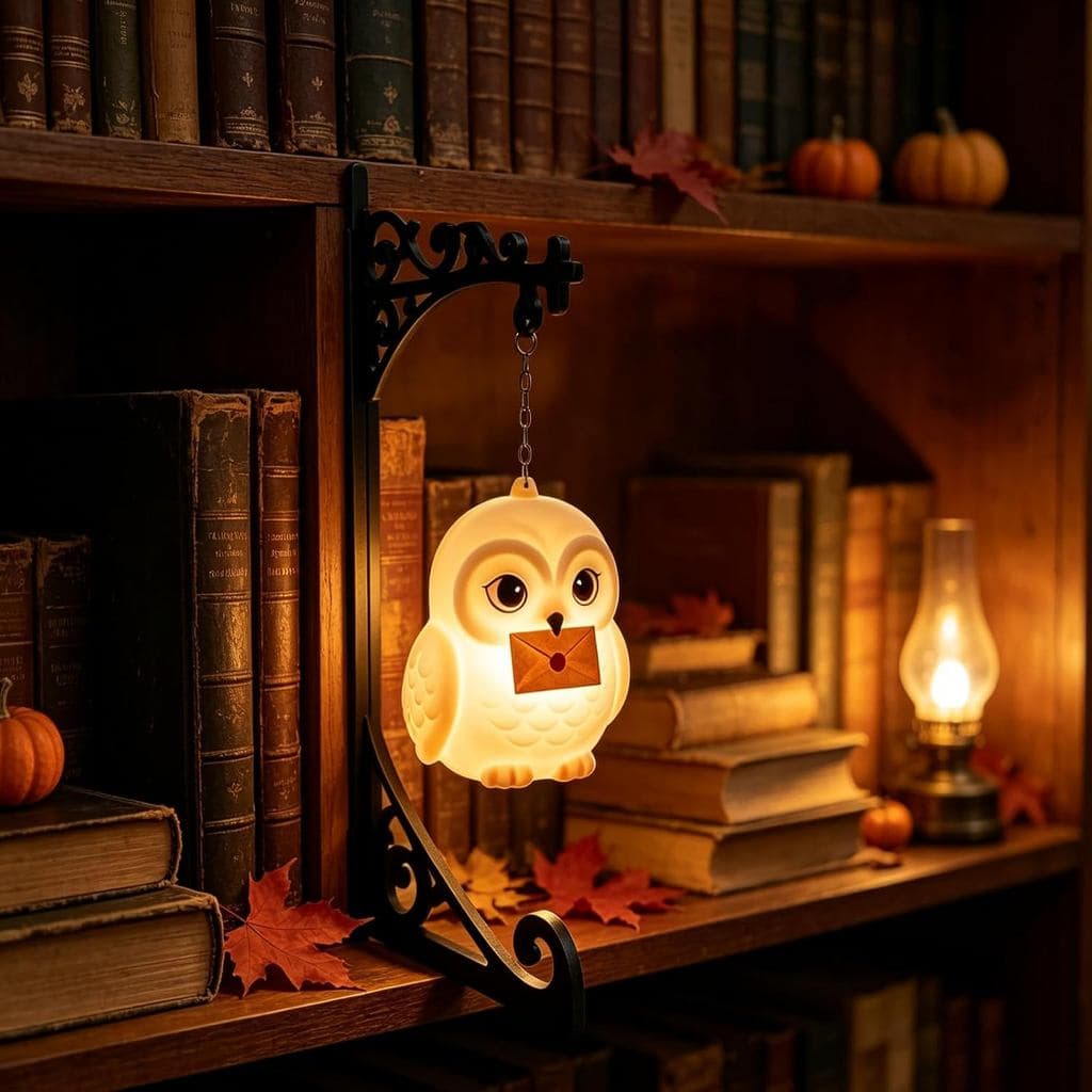 Luminária de Estante Coruja, Luz Noturna LED Vintage para Cantinho de Leitura e Mesa