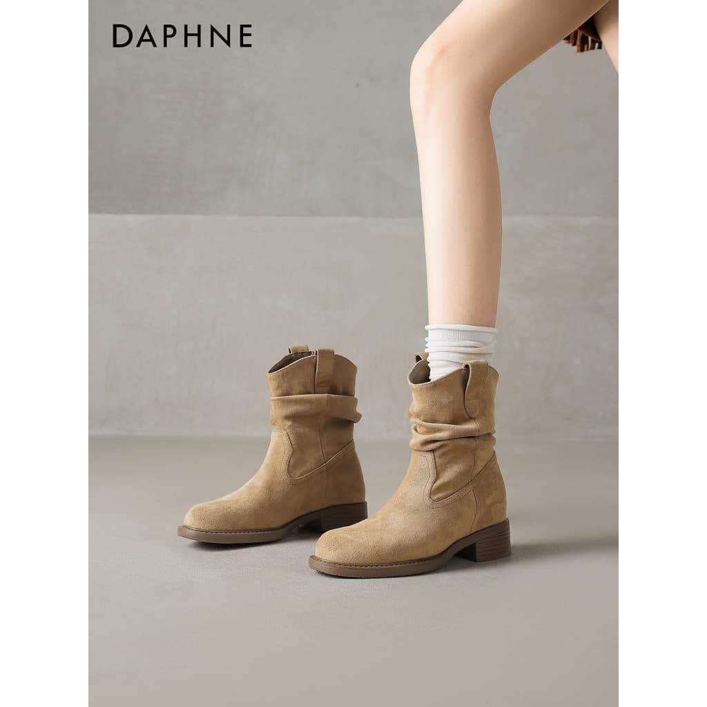 Daphne botas curtas femininas 2026 pilha botas verão Melade ocidental Cowboy botas Xinjiang viagem Martin botas