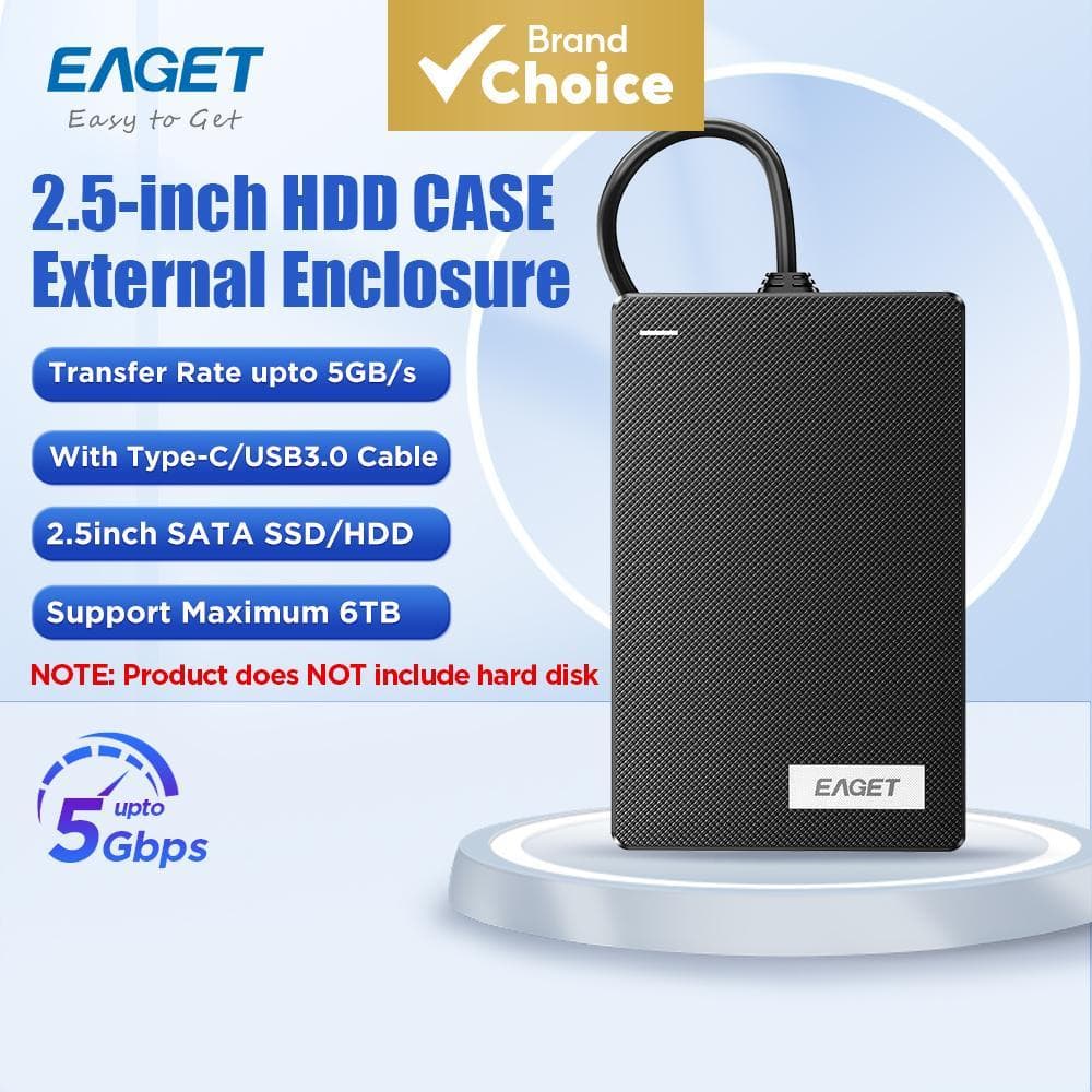 EAGET CE10 2,5 pol. Gabinete HD SATA USB 3.0 Cabo embutido Ferramenta livre Suporte para 9,5 mm SSD SATA HD Case para