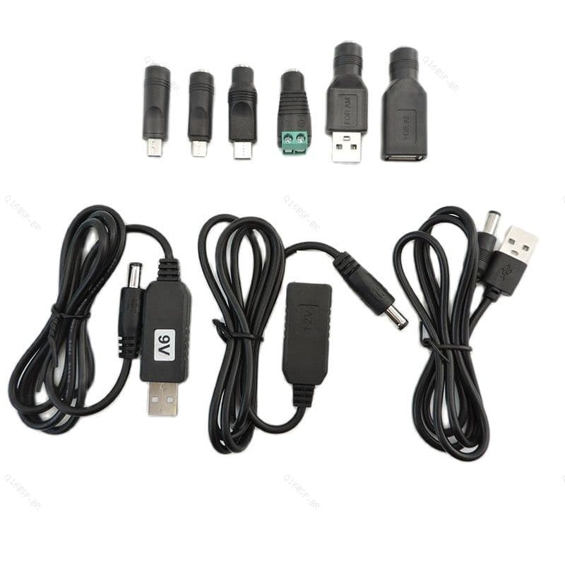 USB Para DC 5V 9V 12V Tipo a Macho Fêmea Mini 5 Pinos C Linha De Reforço De Energia 5.5x2.1mm BR16B