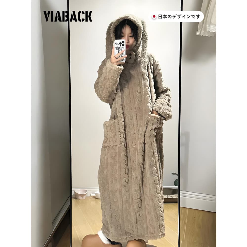 Colcha grande andando!Camisola longa de lã Coral Loungewear quente inverno lã Extra longa camisola