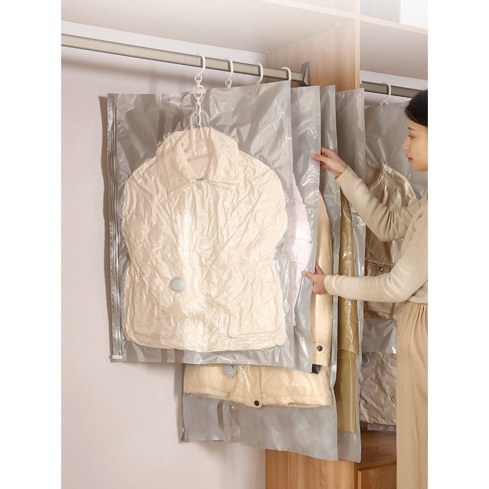 Estilo japonês doméstico pendurado jaqueta saco de armazenamento casaco roupas de algodão saco de compressão a vácuo gua
