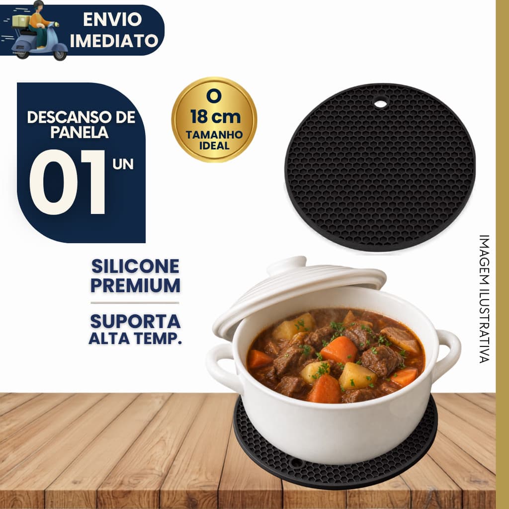 Descanso de Panela Silicone Antiderrapante Resistente Calor Protetor De Mesa Cozinha