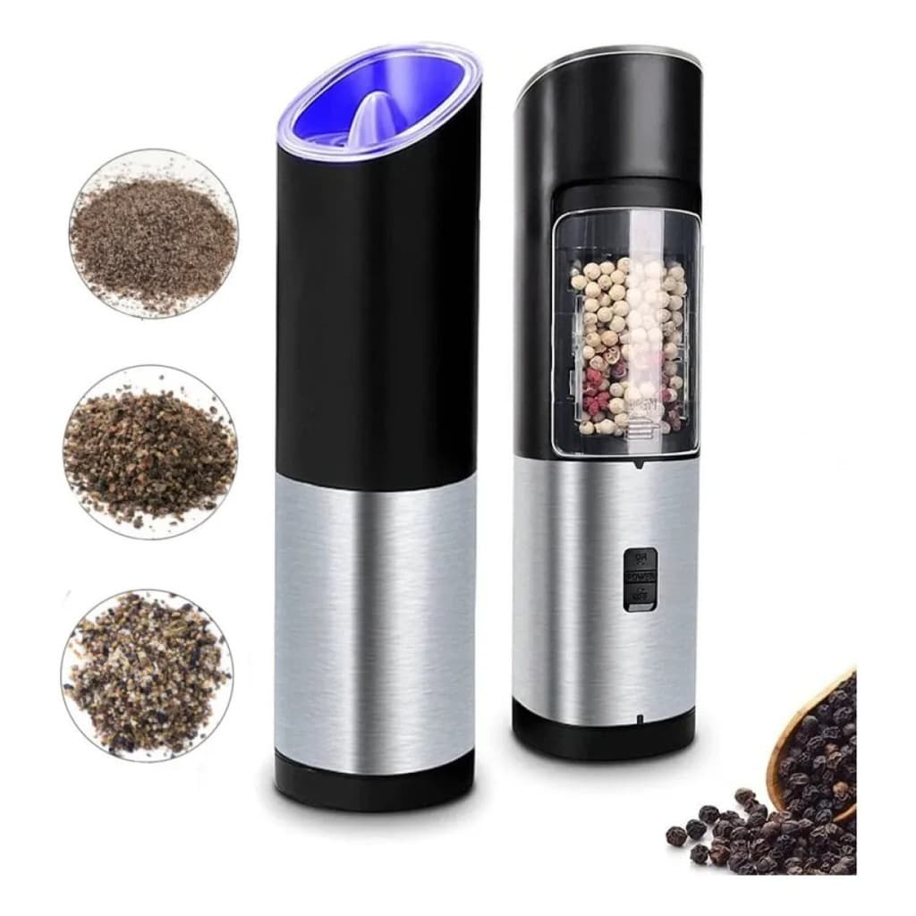 Moedor Elétrico De Sal Pimenta Temperos Pilhas Aço Inox