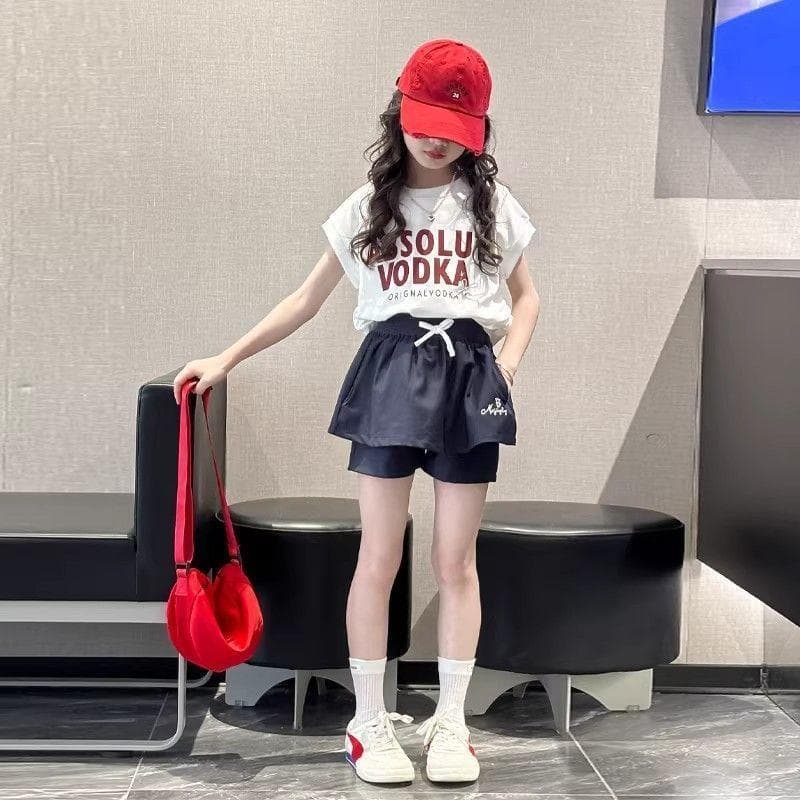 [Little Cute Wear] 2026 Meninas Verão Terno Casual All-Match Verão Novo Estilo Médio Grande Crianças Meninas Moda Elegan