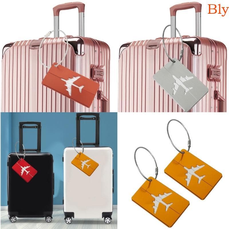 Bly 2 Pcs Etiqueta De Bolsa De Metal Bagagem Com Padrão De Aeronave Para Identificação De Mala