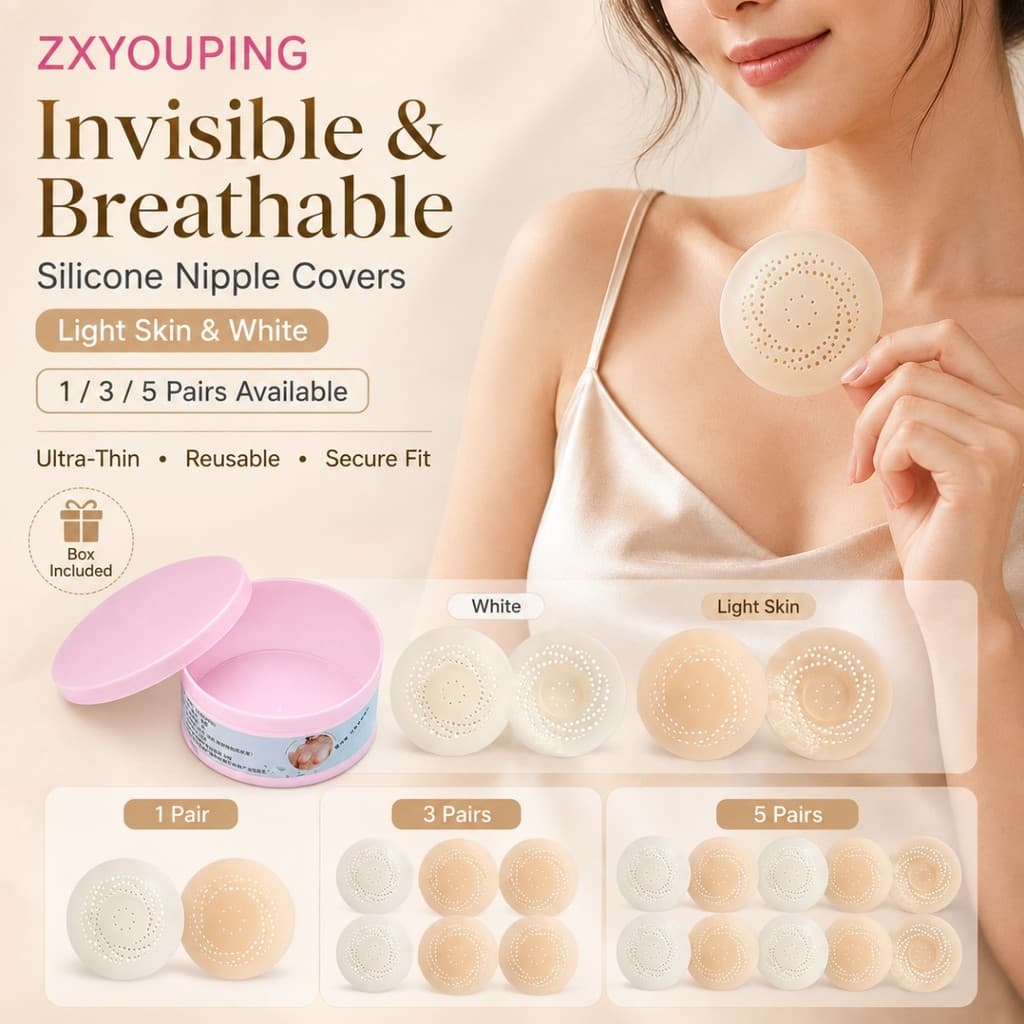 ZXYOUPING Capas De Silicone Para Mamilos De 8 Cm Mulheres , Pastéis Reutilizáveis Respiráveis Invisíveis 1/3/5 Pares Com