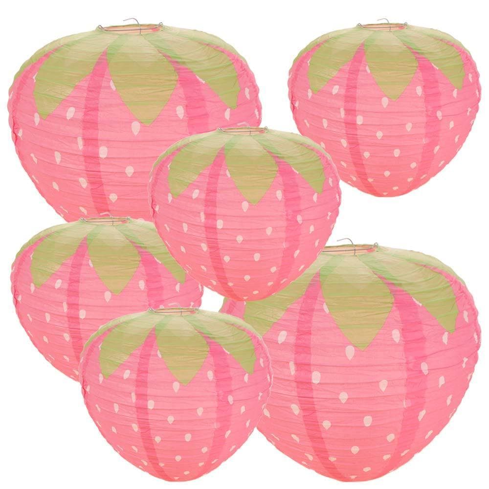 Lanterna De Papel QENVXDAN , Portátil De Morango Em Formato Especial , Bola De Suspensa Com Tema De Frutas
