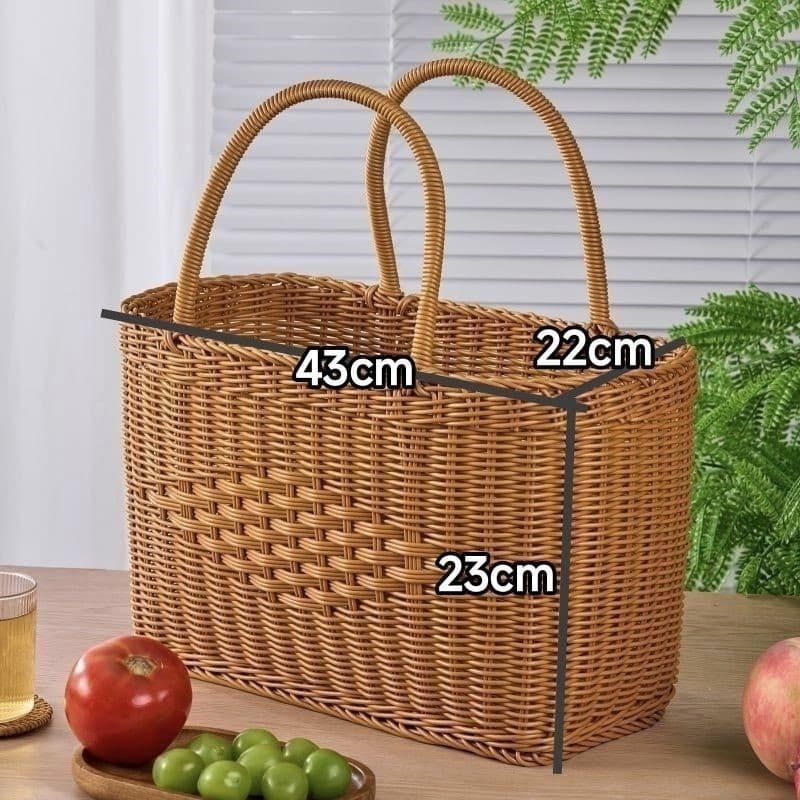 Cesta de compras doméstica piquenique cesta de bambu artesanal Rattan tecido bambu plástico cesta de vegetais cesta de b