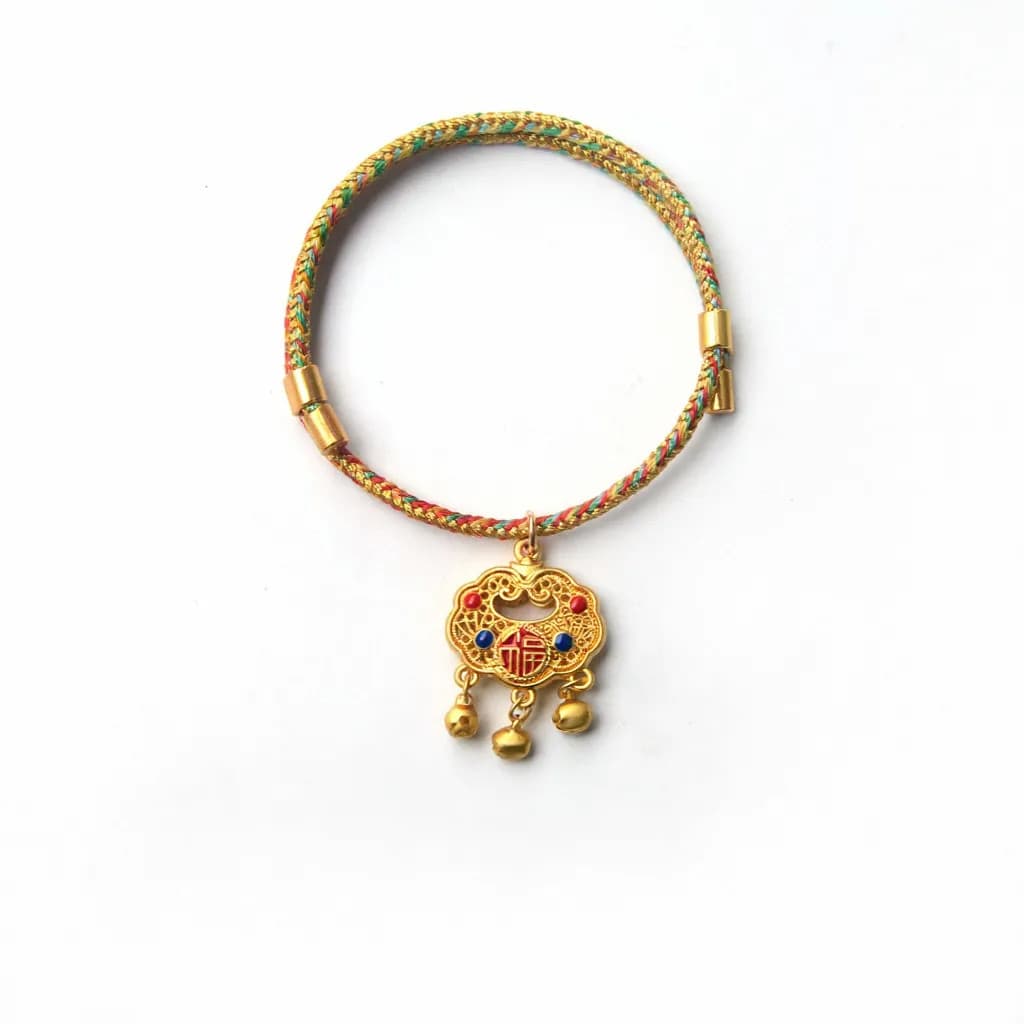 XPAWS Pet Retro estilo chinês colar artesanal dourado seguro bloqueio colar gato cão silencioso sino colar