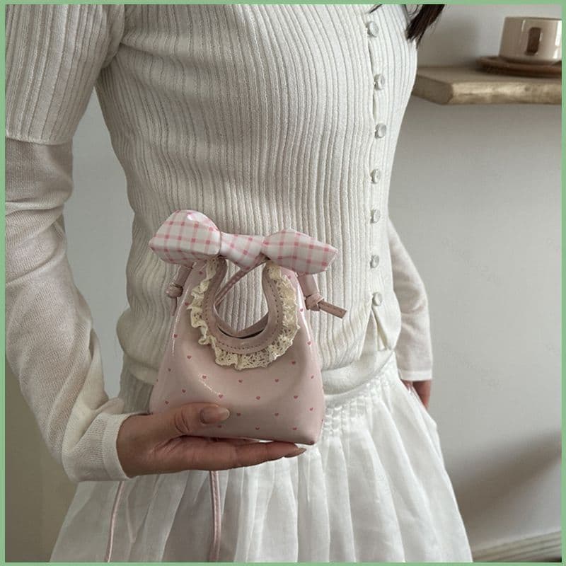 QL2 Bolsa Feminina De Renda Com Laço Crossbody De Couro PU Estampa De Meia Lua De Ombro Para Crianças