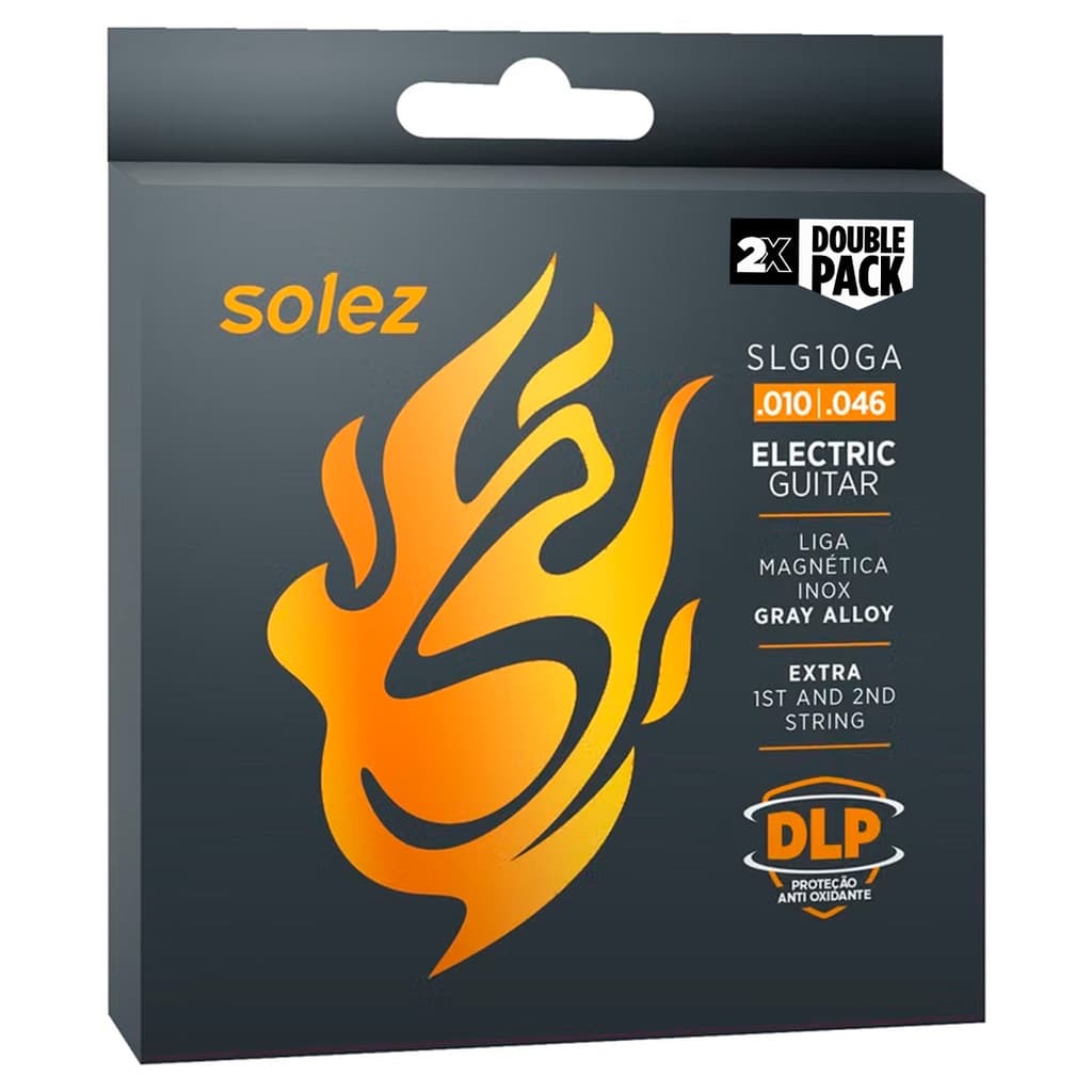 Encordoamento Guitarra Solez .010 SLG10GA Kit 2 Jogos Inox