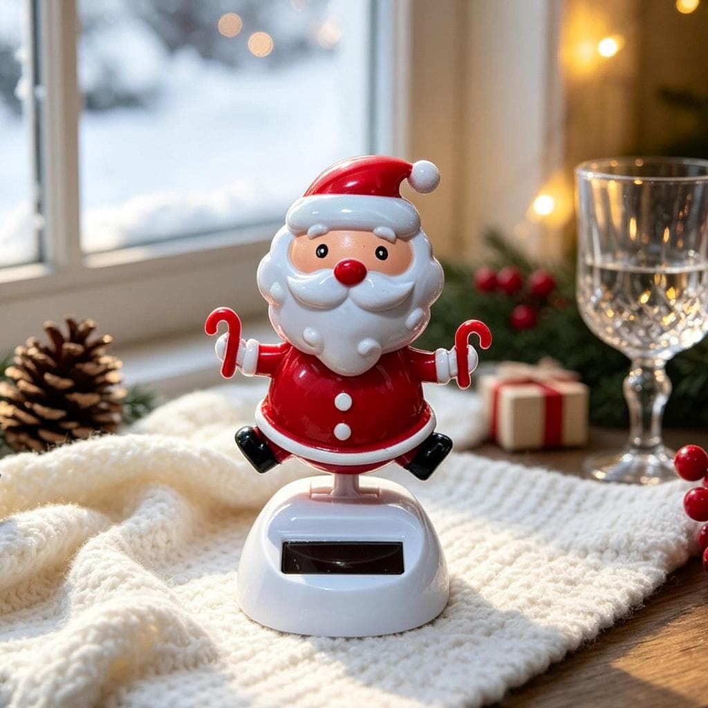 Decoração De Painel De Natal Movido A Energia Solar Balançando Estátua De Papai Noel Decorações De Carro Para Mulheres H