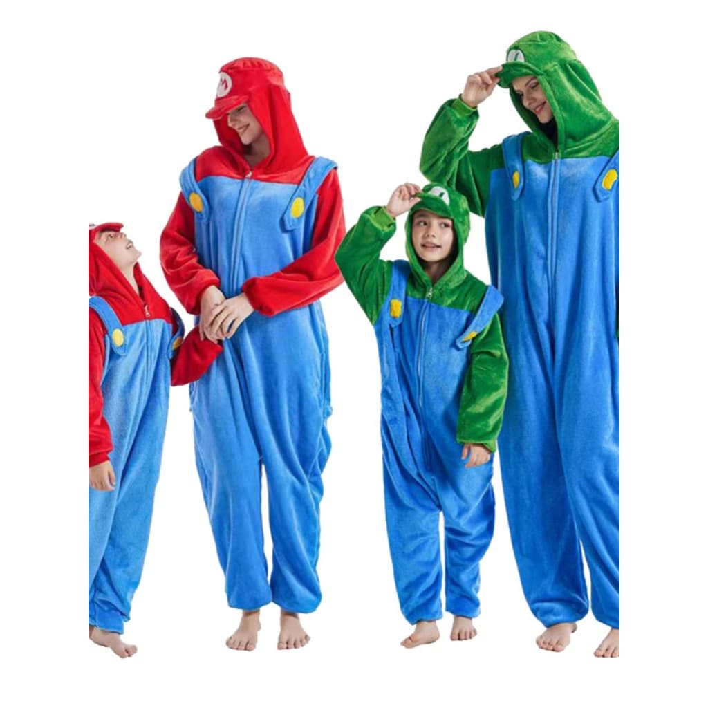 Super Mary pijamas dos desenhos animados de uma peça crianças flanela engrossado quente Homewear masculino feminino casa