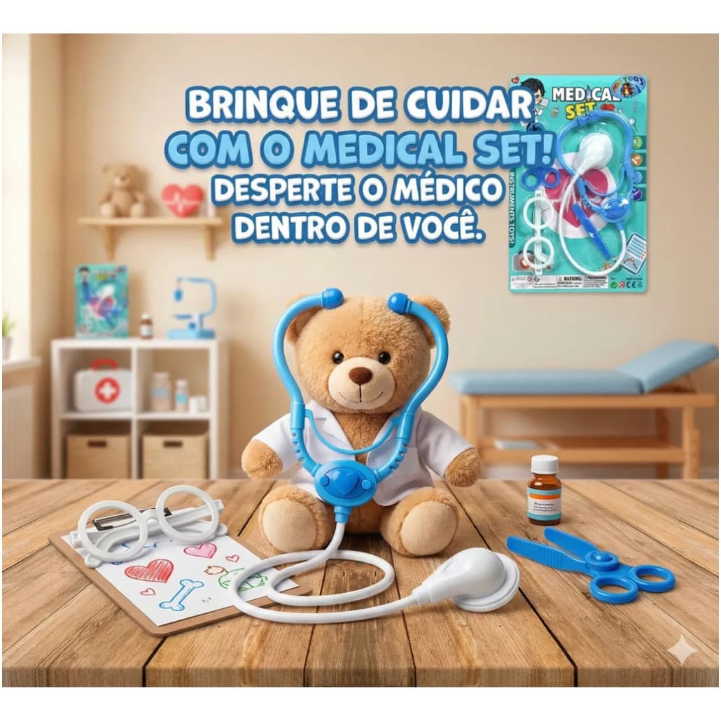 Kit Médico Brinquedo De Profissões Brinquedo Educativo 4 Pçs