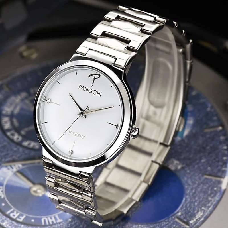 Pengzhi novo estilo casal relógio moda Casual strass relógio masculino banda de aço à prova dwaterproof água relógio de
