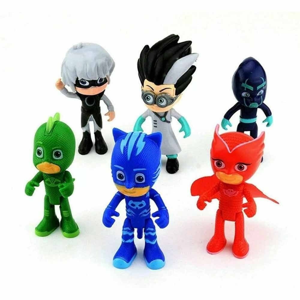 Kit 6 Bonecos PJ Masks Articulados 8cm Amaya Connor Infantil Pjmasks