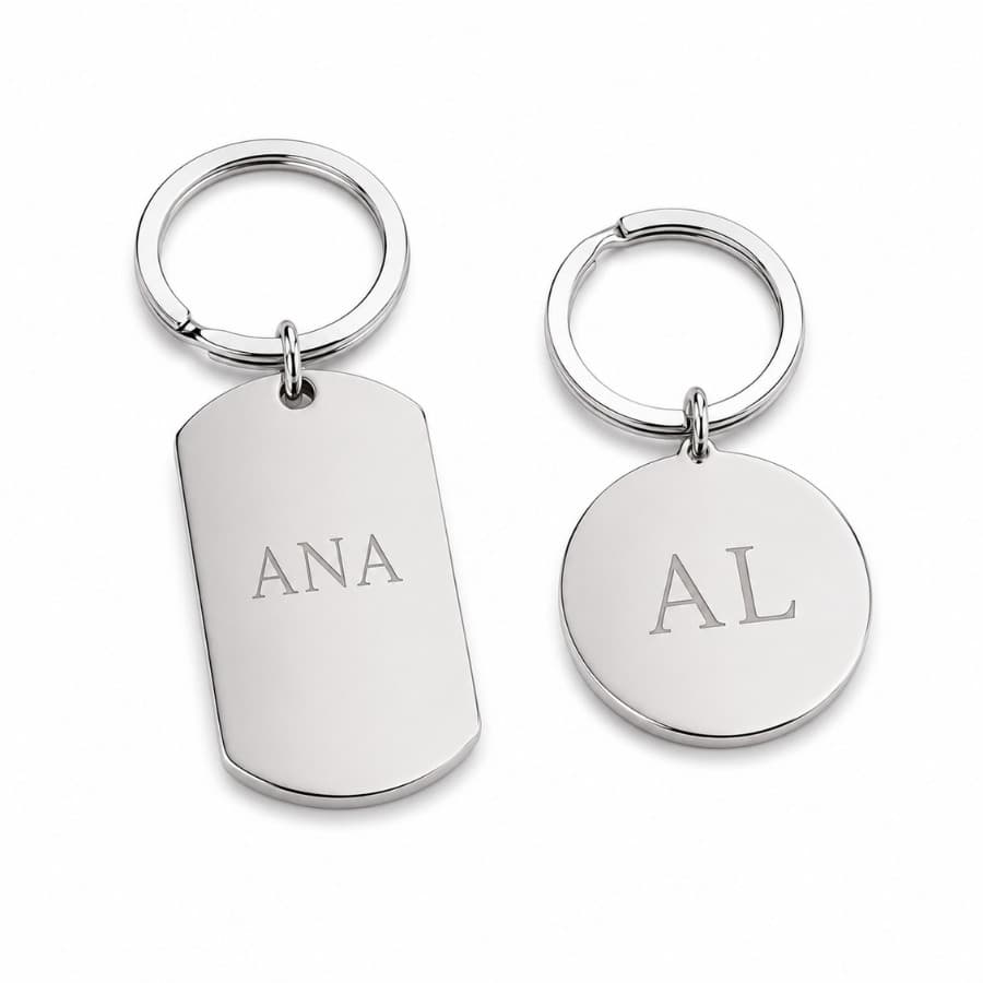 Chaveiro Personalizado Metalico Retangular E Redondo Com Gravação A Laser Nome Ou Simbolo