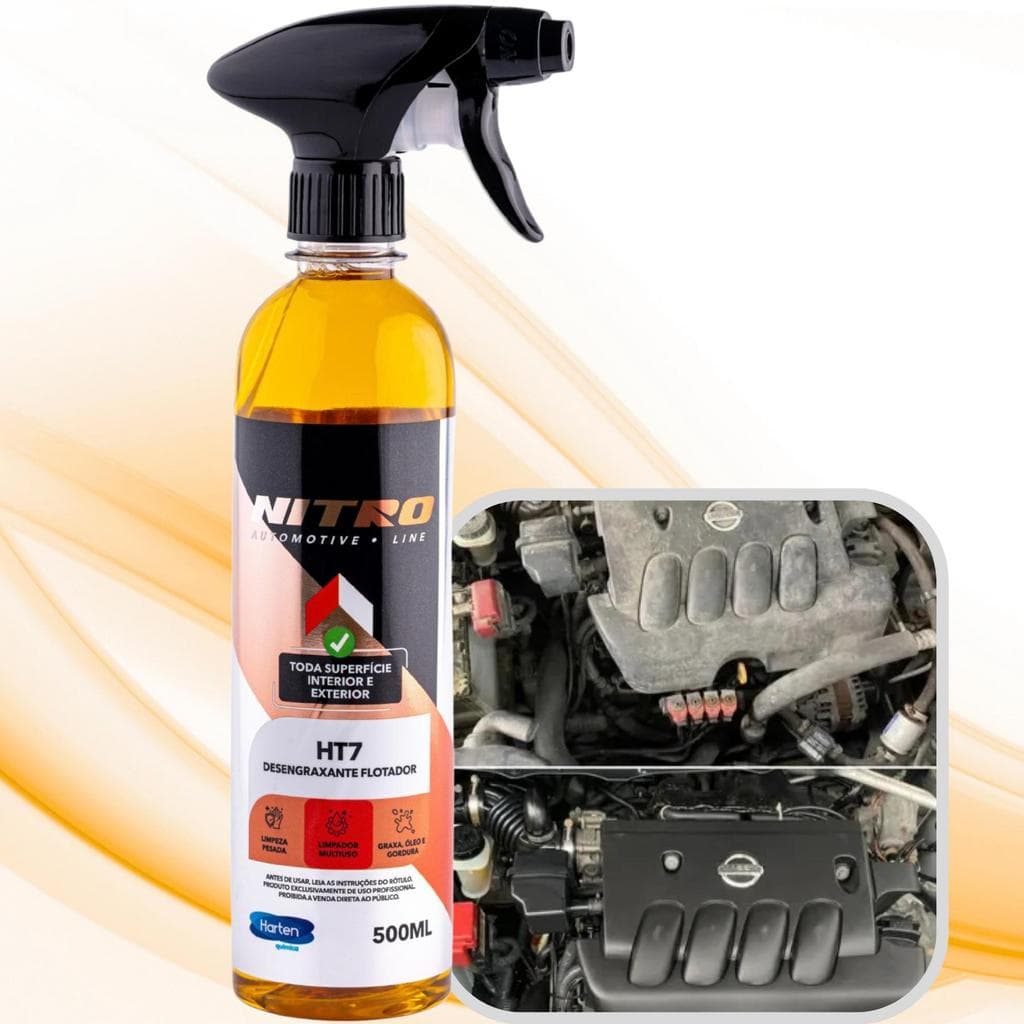 Desengraxante HT7 Flotador Nitro Harten 500ml Limpeza Pesada Motor Graxa Estética Automotiva Carro