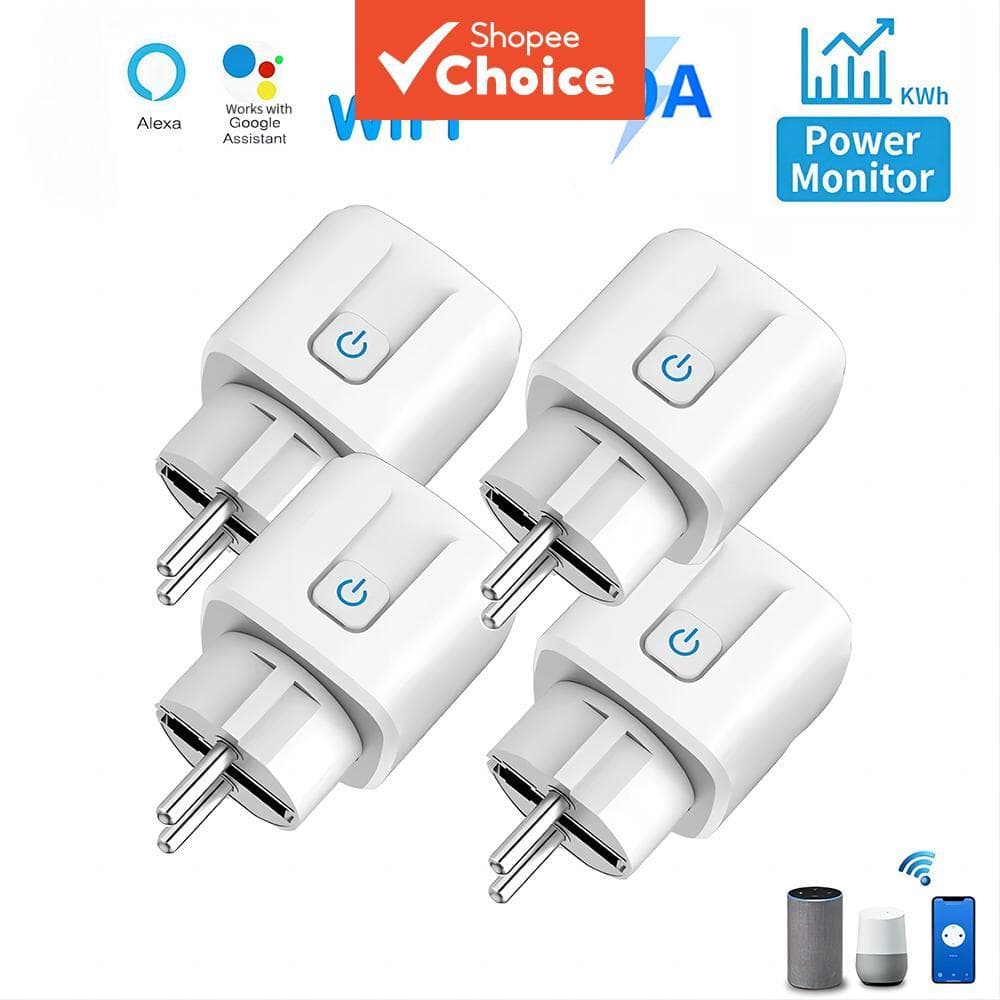 AXUS 10 unidades para tomada inteligente Tuya EU 20A, plugue inteligente WiFi com monitoramento de energia, controle