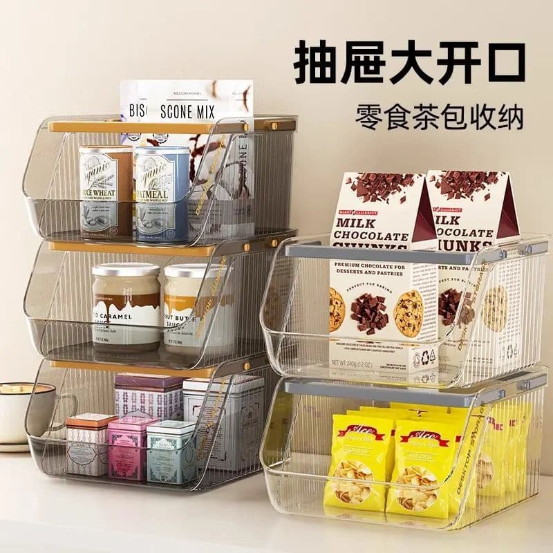 Caixa de armazenamento de mesa grande capacidade lanche diversos cesta de armazenamento mesa de escritório empilhável ca