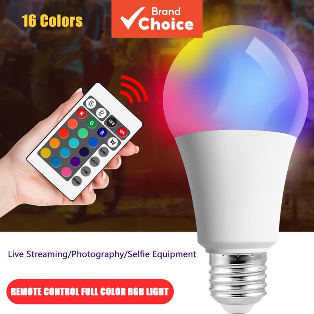 Lâmpada LED RGB 16 cores AXUS, soquete E27 220V, regulável, controle remoto 24 teclas, lâmpada inteligente