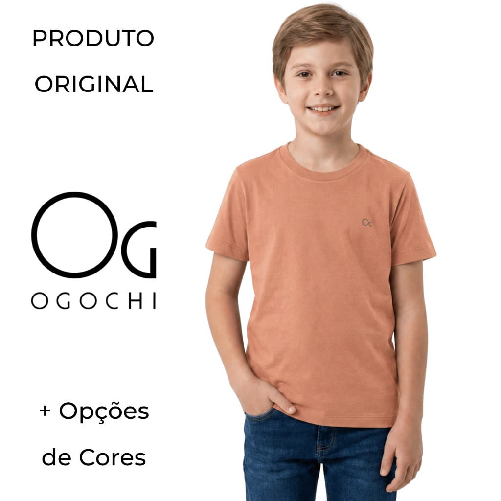 Camiseta Basica Ogochi Infantil Menino Criança Algodao Manga Curta Gola Redonda