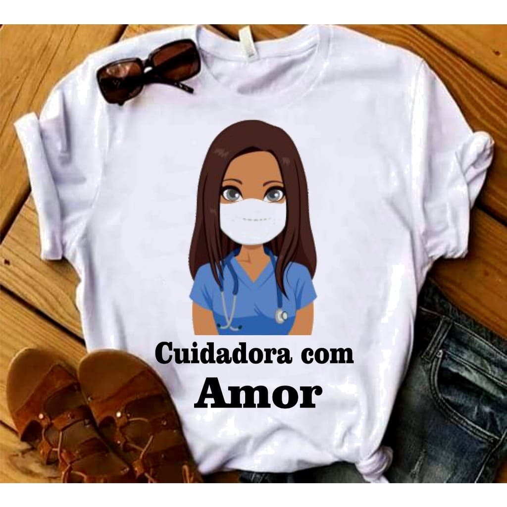 Cuidadora de Idosos 07 T-Shirt Camiseta  Blusa Feminina ou Masculina Unissex DR