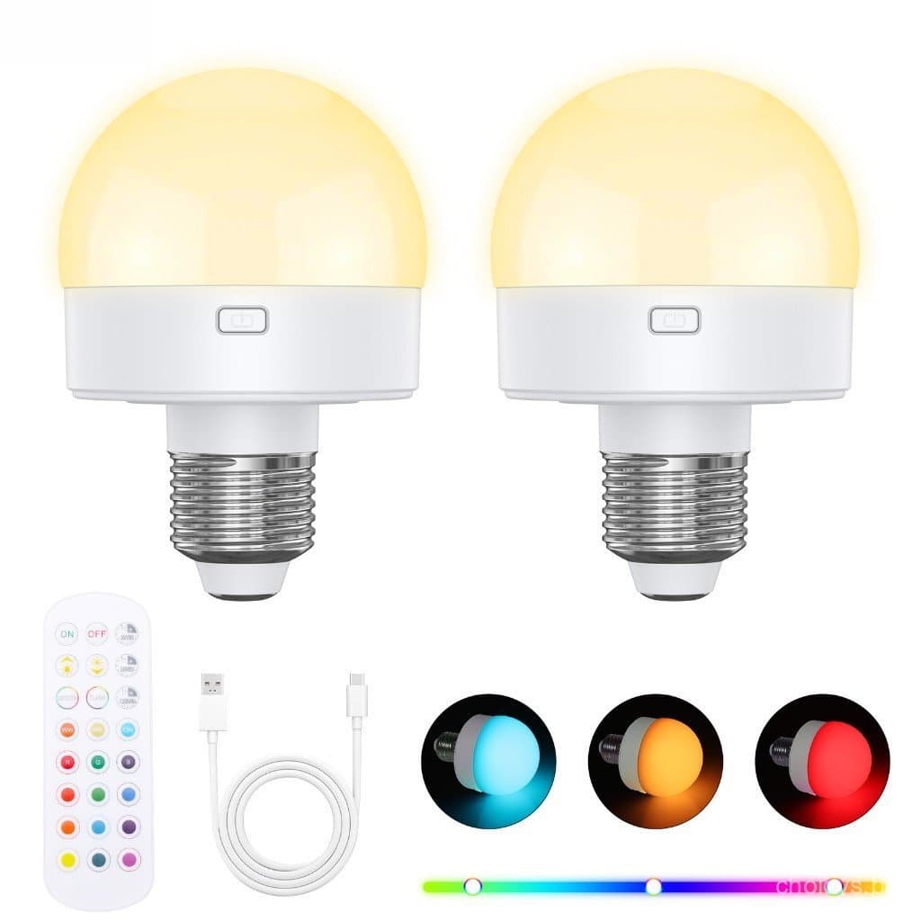Lâmpadas Recarregáveis ORIA E26/E27 Removíveis Com Controle Remoto De 12 Cores RGB Para Quarto , Sala De Estar , Cozinha