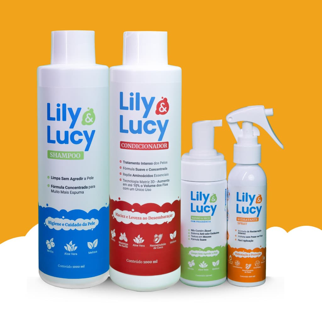 Banho Completo P Pets Shampoo, Condicionador, Hidratante Desembaraçador e Banho Seco | Lily&Lucy by Wesen Green Cães