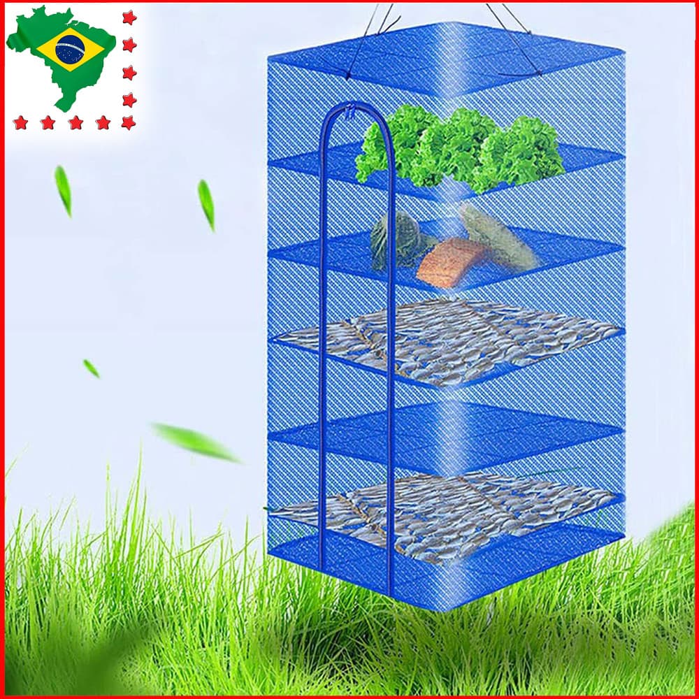 Rack de secagem de malha de 6 camadas, prateleira de secagem dobrável, prateleira de secagem de malha suspensa