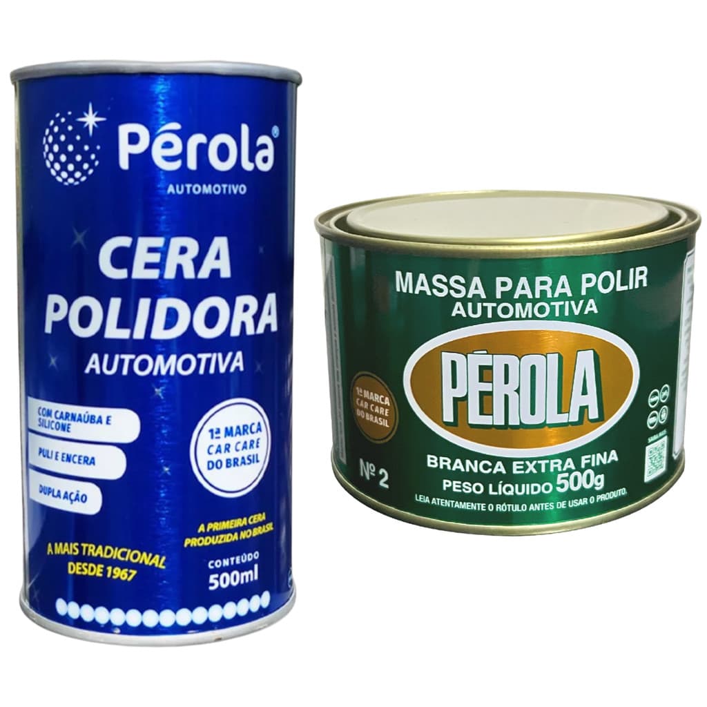 kit Polimento Massa 500g Polidora N 2 Extra Fina + Cera Líquida Polir Pérola 500ml