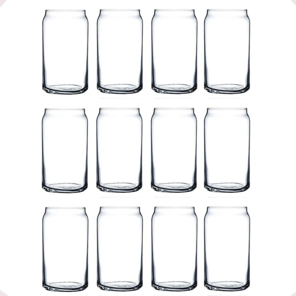 Jogo 12 Copos De Vidro alto Drink agua suco Copo tipo Lata