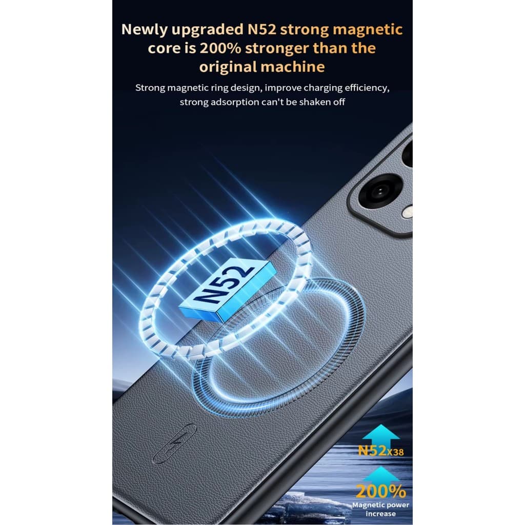 Capa Luxo De Couro Slim Antichoque Para Oppo Reno14 F 5G – Toque Macio e Elegante