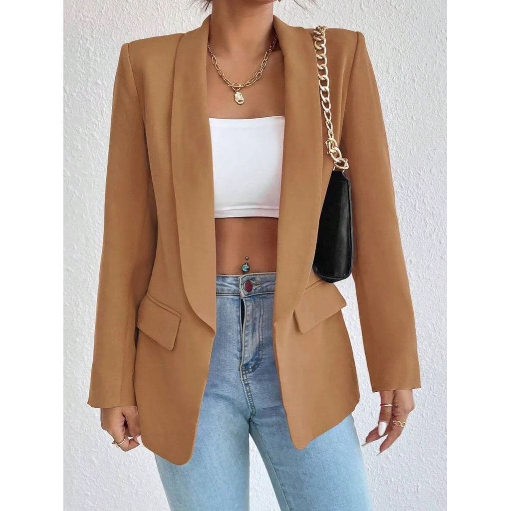 Max Blazer Social Feminino De Alfaiataria Manga Longa Alongado Social