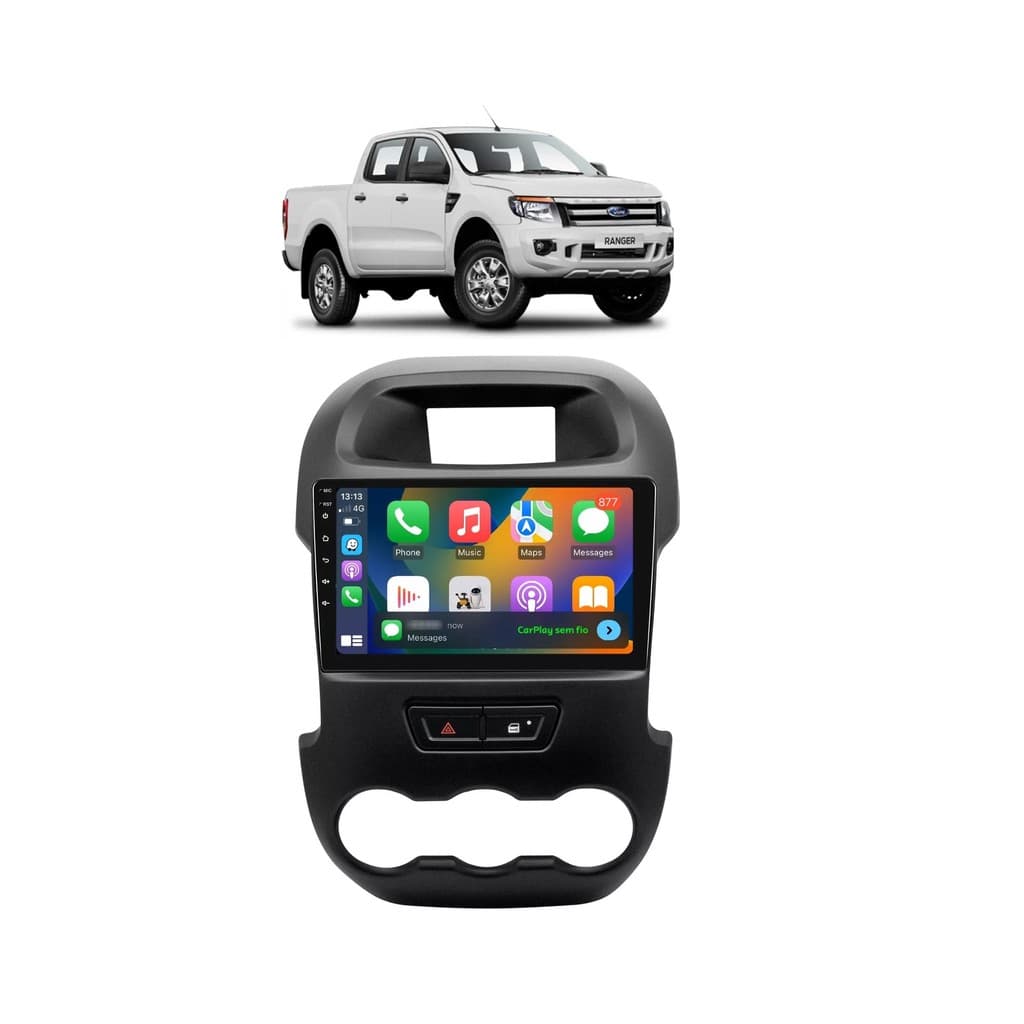 Kit Multimídia Ranger 2012 / 2016 Flex XL 9 Pol Android Carplay Gps 2/32GB - 915BR ROADSTAR