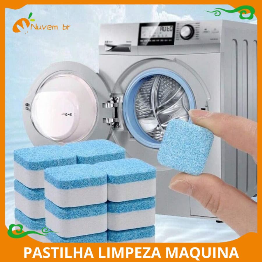 Kit 10 Pastilhas para Limpeza de Máquinas Lavadoura, Comprimido efervescente sólido para remover manchas - Nuvem BR