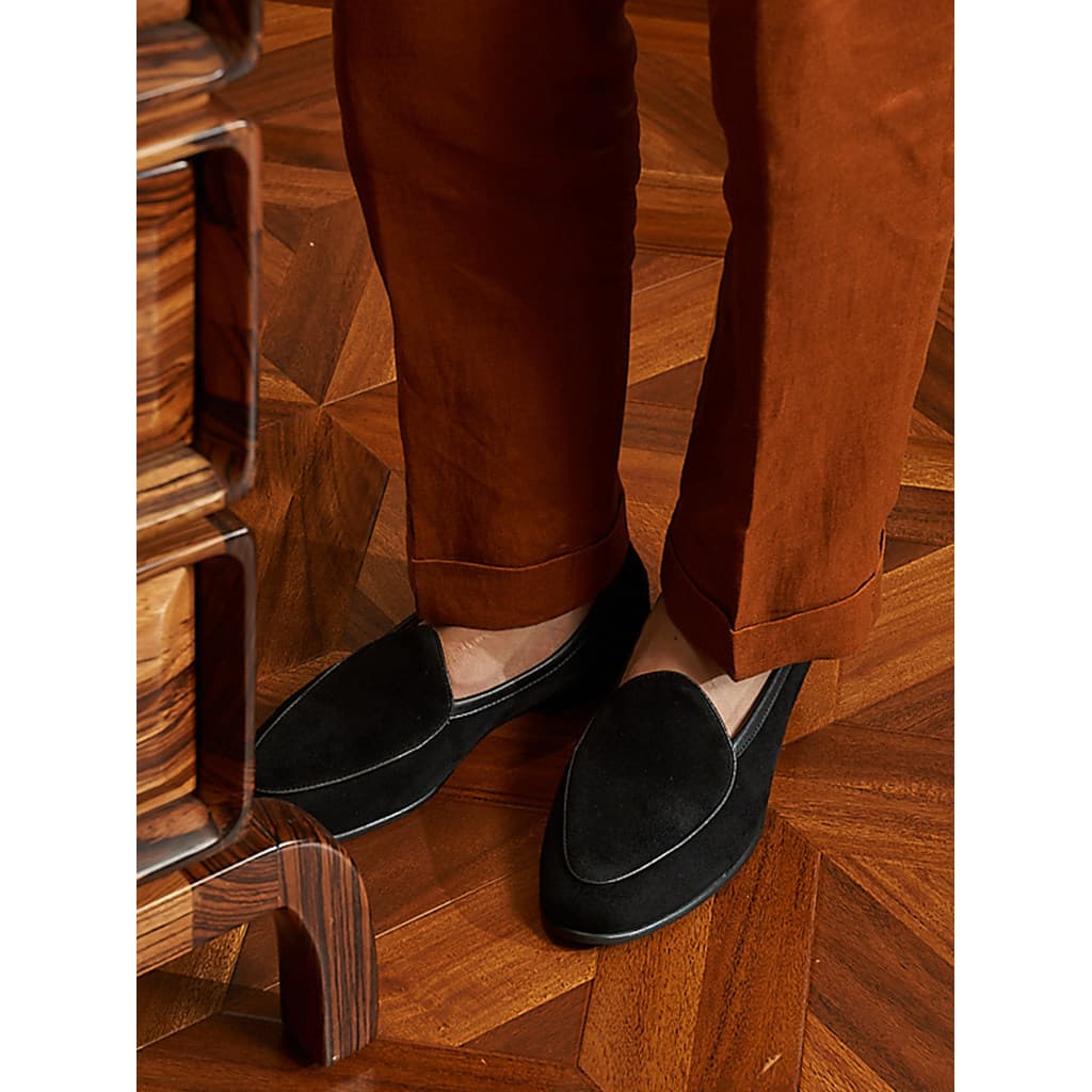 Outono novo estilo Nubuck sapatos de couro masculino estilo britânico um Pedal preguiçoso mocassins couro genuíno camurç