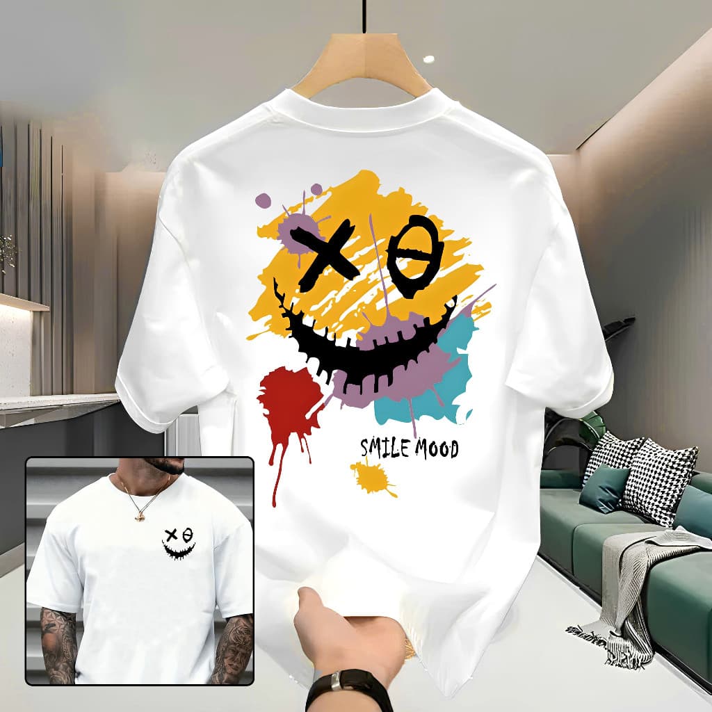 Camiseta Masculina Streetwear 100% Algodão Estampada Smile Good Camisa Unissex Premium