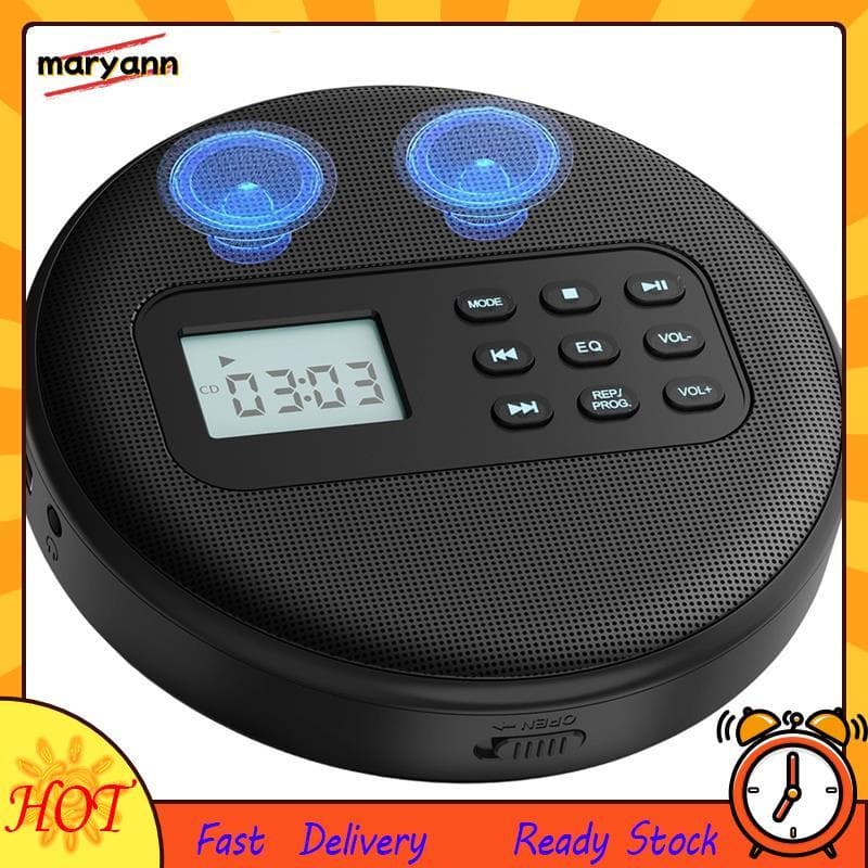 Leitor De Cd Recarregável Com Alto-Falantes E Fones De Ouvido Integrados Carregamento USB MP3 Discman Portátil Para Carr