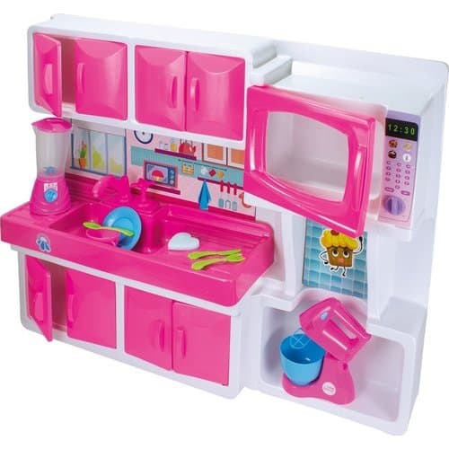 Cozinha Infantil Pia Armario Design Rosa Funcional Educativa Segura Criativa