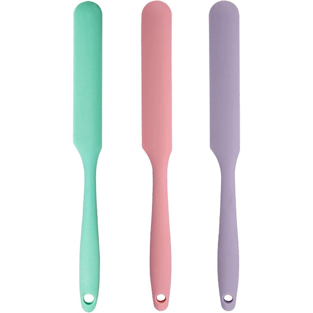 3 Espátulas de Silicone para Potes com Cabo Longo, Espátulas de Cozinha para Misturar, Raspar e Espalhar, Ideais para Po