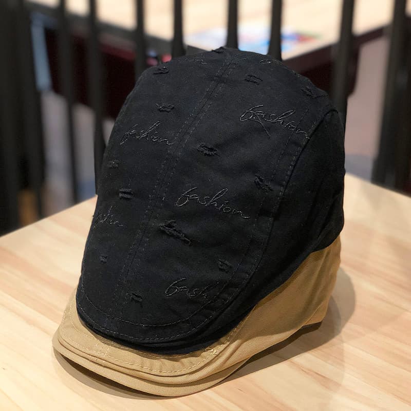 Chapéu feminino versão coreana primavera outono rasgado moda frente chapéu masculino feminino rua de meia-idade jovem bo
