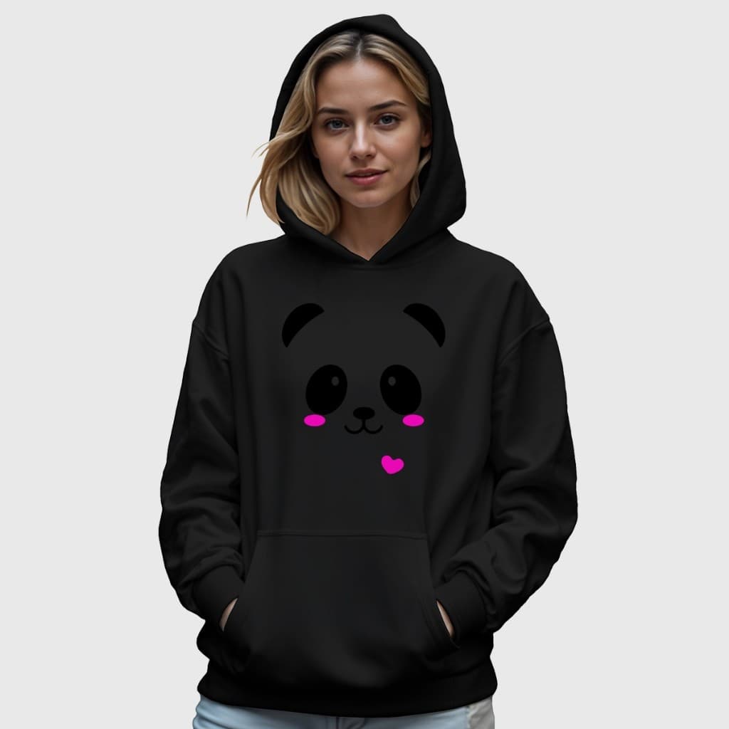 Moletom Feminino Panda Canguru Capuz Ajustável e Interior Flanelado Diversas Cores Inverno Quente