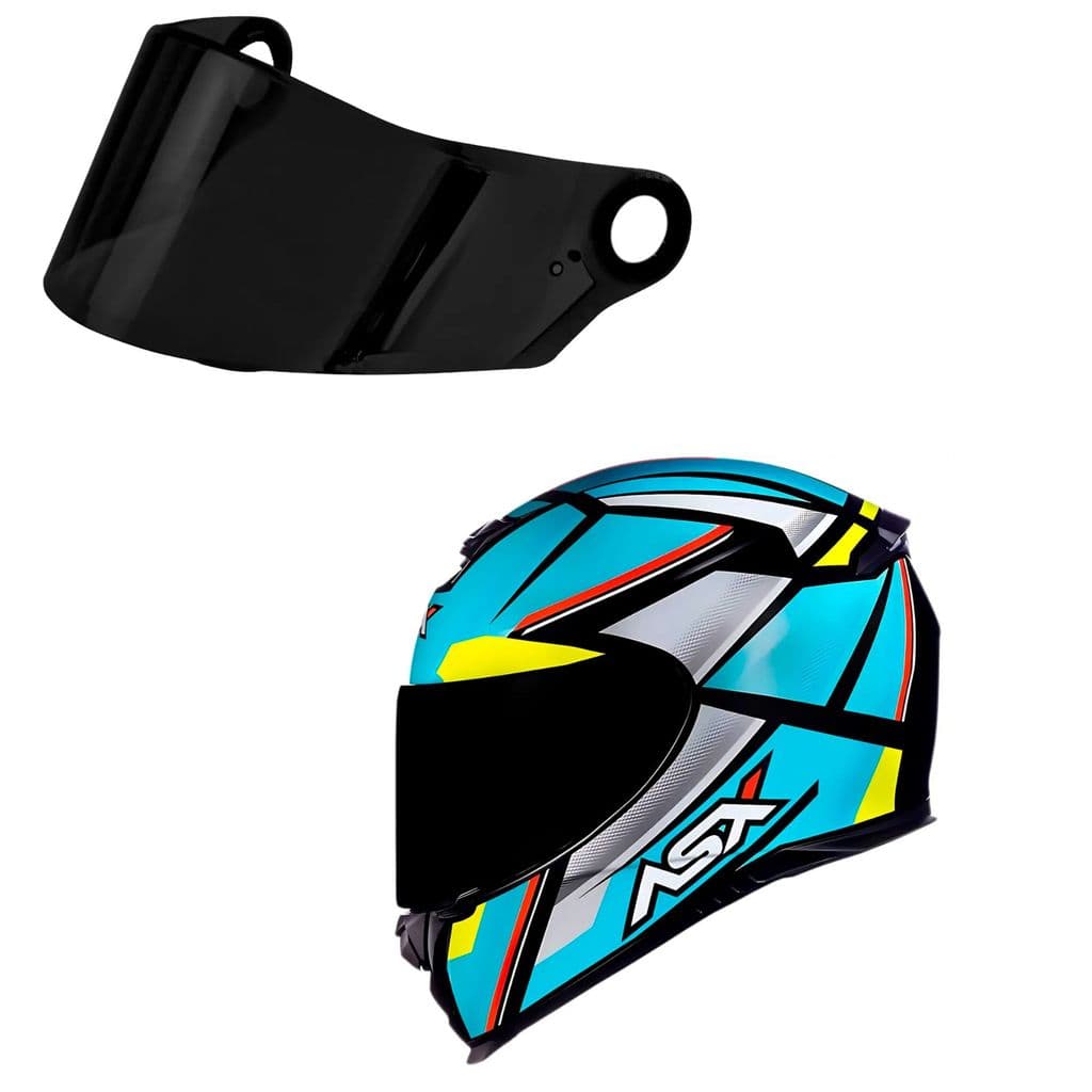 Capacete Fechado Eagle Explorer Preto Azul e Branco ASX+ Viseira fume