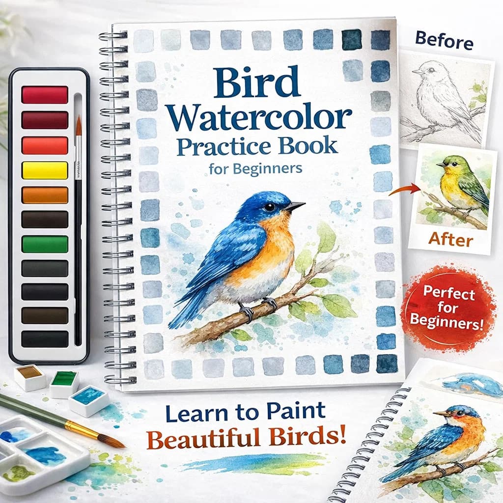 【Pratique com Facilidade】Watercolor Workbook/Livro de Exercícios/Aquarela para Iniciantes/Pintura de Pássaros