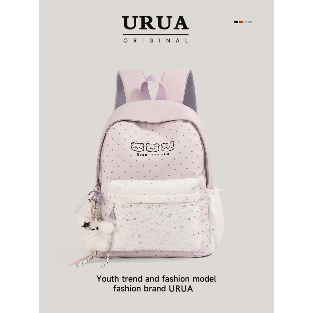 Estilo coreano ins estilo mochila júnior meninas do ensino médio bonito impresso bolinhas estrela mochila feminina estud