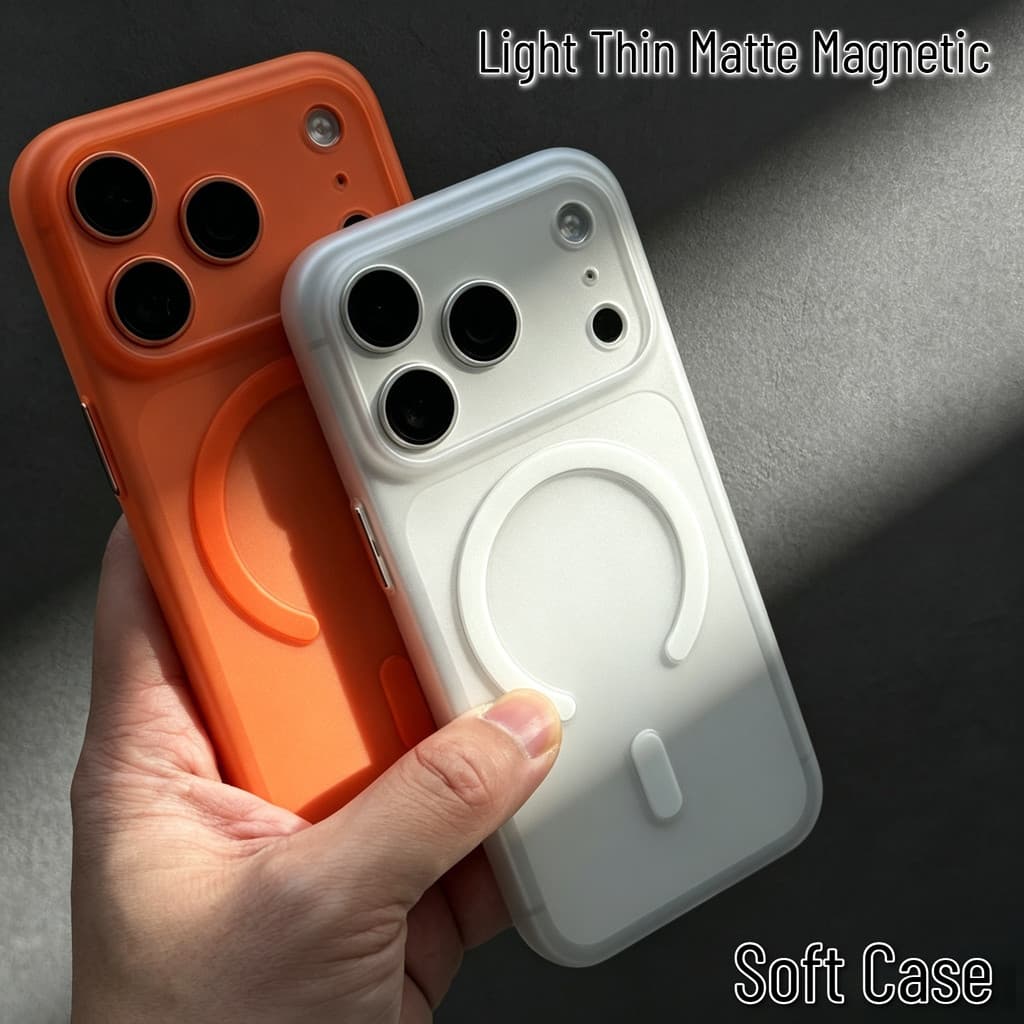 Capa De Telefone Macia Magnética Fosca De Cor Laranja Ultrafina Para IPhone 11 12 13 14 15 16 Plus 17 Pro Max Air